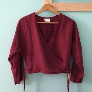 Conscious Clothing Linen Wrap Crop Top